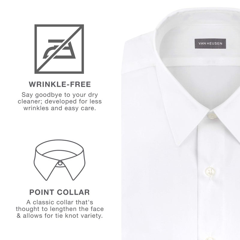 Van Heusen Men's Dress Shirt Fitted Poplin Solid, Scallop, 14.5" Neck 34"-35" Sleeve (Small) - Image 5